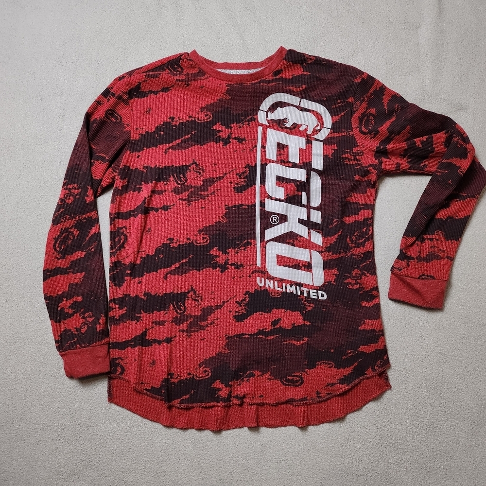 Ecko Unlimited Red and Black Long Sleeve Tee